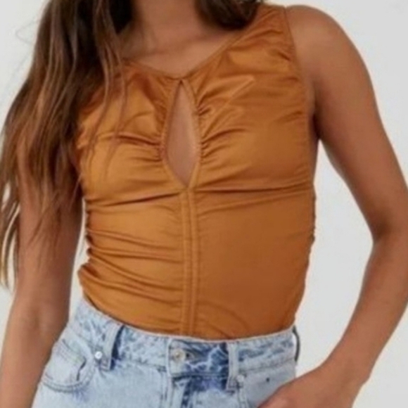 Free People Tops - NWT Free People Ride Along Ruched Crop Tank in Cowgirl Large